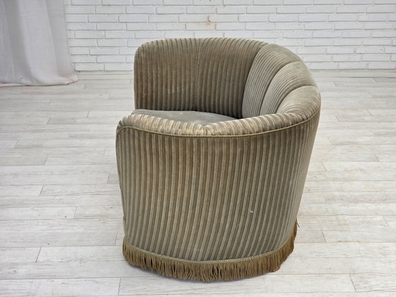 Image 1 of 1970s, Danish 2-seater curved sofa, original furniture velour, beech wood.