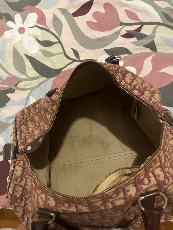 Vintage Christian Dior "Bagages" Boston Bag - Oblique Bordeaux Canvas (1970s) – Top handle bags, Calfskin (photo 12 of 14)