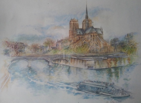 Paris watercolor print "Bernadette Voz" – Wall decoration, Paper, Glass (photo 4 of 17)