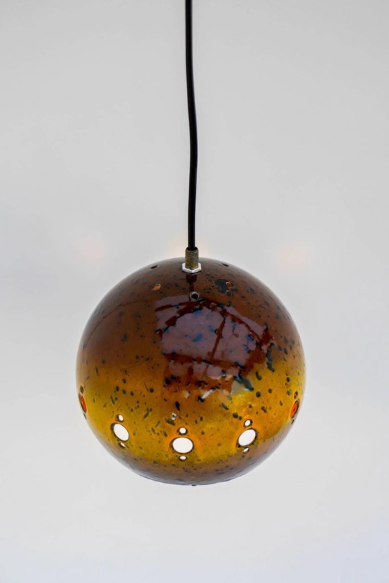 Image 1 of Suspension vintage émaillée attribuée à Hustadt Leuchten, années 1970