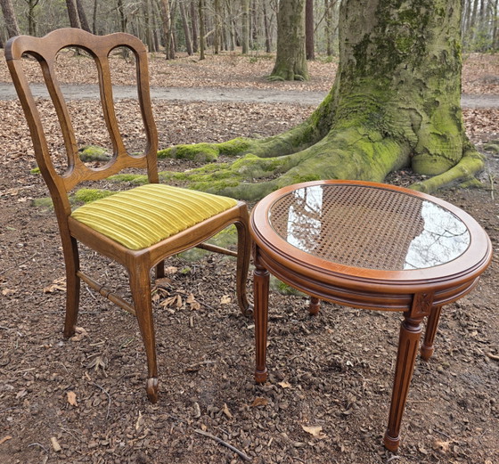 Image 1 of Vintage bijzettafel met Weens vlechtwerk