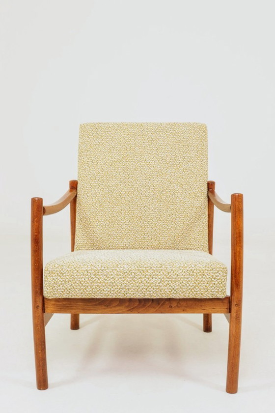 Image 1 of Modern longue chair green bouclé bentwood 1970