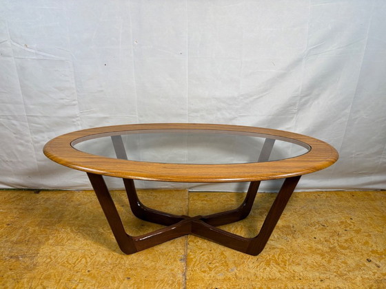 Image 1 of Mid-Century Retro Vintage Coffee Table by Schreiber   Formica Top • Glass Detail • Solid Wood Legs • British Design Classic  A s
