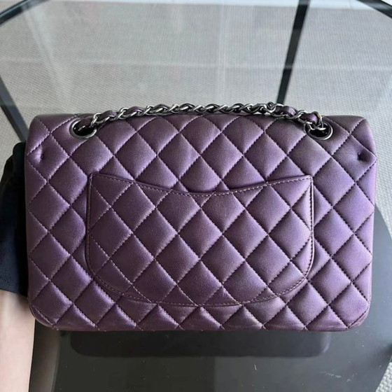 Image 1 of Chanel Classic Flap Quilted Lambskin Purple Silver Hardware Series 24