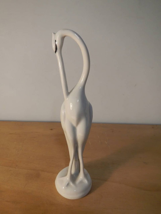 Image 1 of White ceramic heron sculpture made in Zuma, Germany, 70s