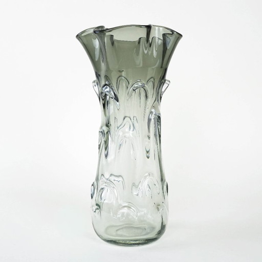 Grijze vaas, Murano glas, jaren 60, gemaakt in Italië