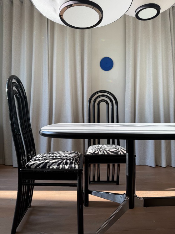 Image 1 of Set of 3 Postmodern Dining Chairs – Memphis Style – Zebra Print