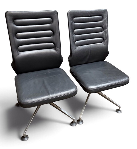 4x sedia Vitra in pelle nera – Sedie da conferenza, Metallo (photo 11 of 15)