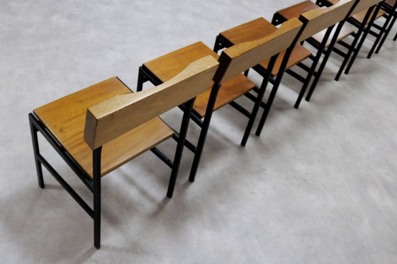 Image 1 of 6x vintage industriële eetkamerstoelen