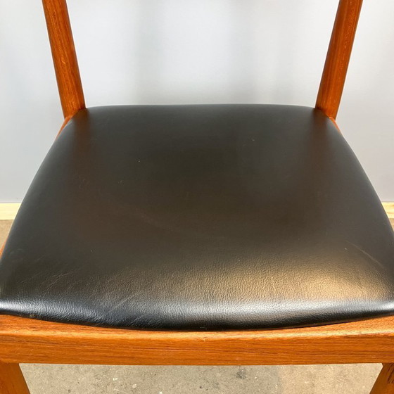 Image 1 of Juego de 6 sillas de comedor de Henning Kjaernulf para Korup Stolefabrik, teca y cuero, años 60