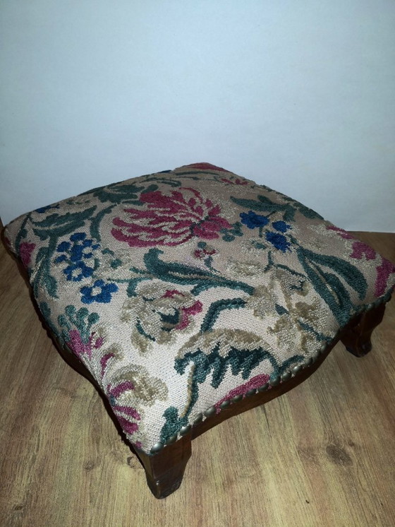 Image 1 of Antique baroque upholstered footstool in Louis XV style (rare)