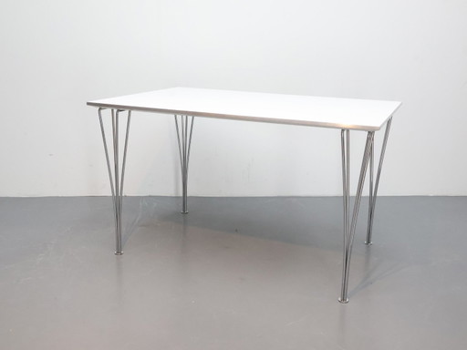 Vintage Esstisch / Metall Holz / weiß rechteckig / Fritz Hansen