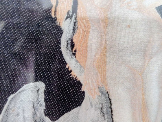 Image 1 of Tableau Stevengraph tissé en pure soie, Thomas Stevens Company. (Leda) Tableau mural en soie