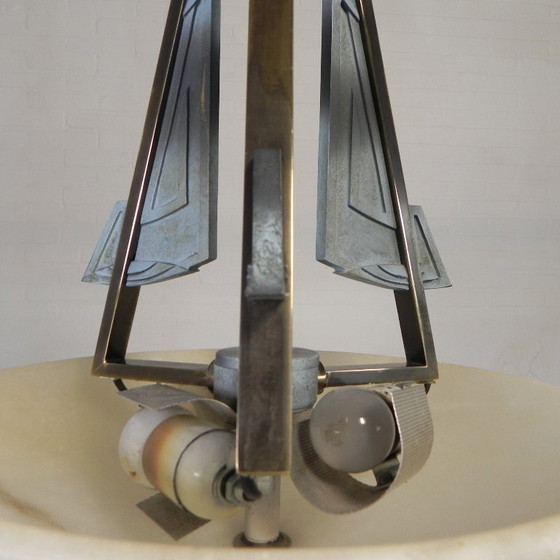 Image 1 of Lampada a sospensione in stile Art Déco con ciotola in alabastro, anni '80