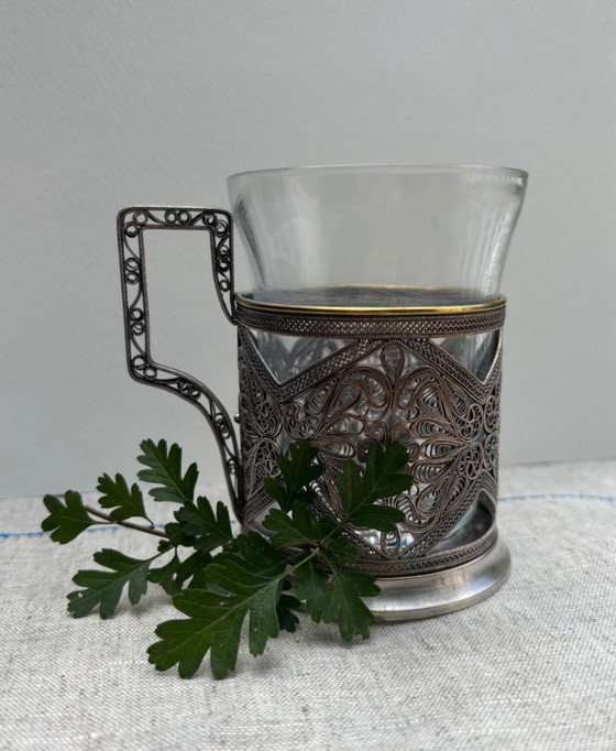 Set di 2 portabicchieri da tè vintage, anni '50 – Filigrane, Accessori da tavola, Metal (photo 6 of 10)