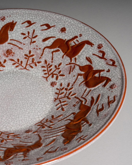 Image 1 of Paulamaria Walter Karlsruher Majolika Grand bol en céramique avec relief de cheval
