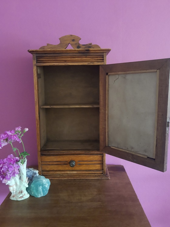Antique French Art Deco brocante oak medicine cabinet with mirror – apothecary cabinet – wall cabinet (photo 5 of 15)
