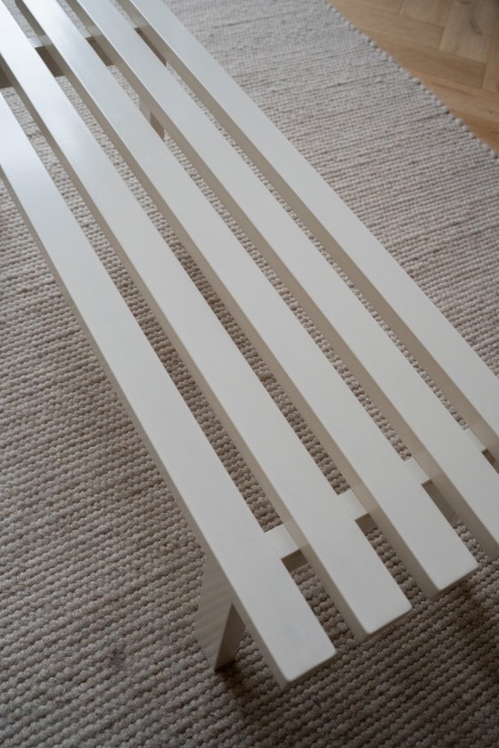White metal slatted bench, Coffee tables, Modern (photo 5 of 12)