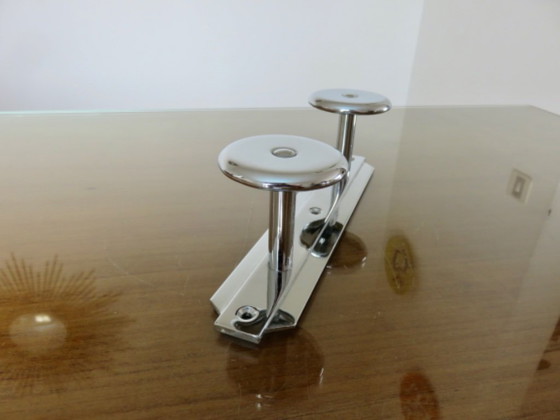 Image 1 of Art Deco wandkapstok van verchroomd messing, Frankrijk, jaren 1940-1950
