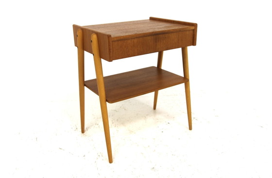 Table de Chevet Scandinave en Teck de AB Carlströms, Sweden, 1960, Tables de nuit, Scandinavian (photo 6 sur 6)