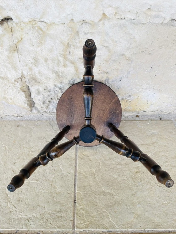 Image 1 of Vintage, Turned Wood,Walnut Stool