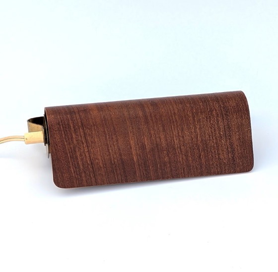 Image 1 of Lampada da lettura svedese da parete in teak e ottone anni '50