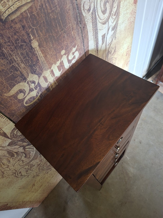 Image 1 of Colonial teka wood chest of drawers, hallway cabinet, side table, dimensions 40x29cm and 95 cm high