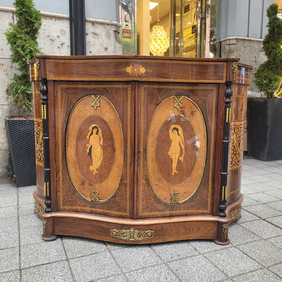 Image 1 of Mueble Entredós / Buffet / Credenza Escuela Catalana, Mármol Y Marquetería, S. Xx – Cataluña