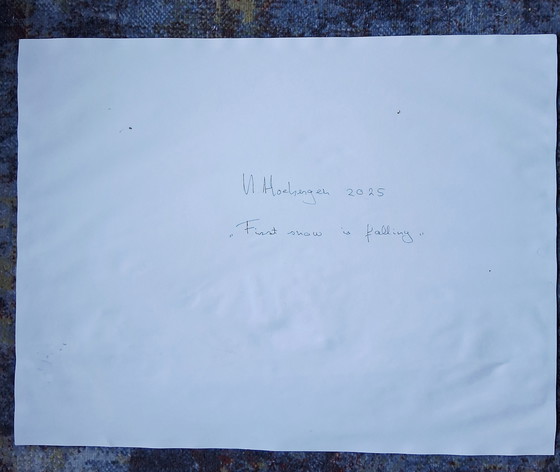 Image 1 of Der erste Schnee fällt, Aquarell und Mischtechnik auf 300-Gramm-Aquarellpapier.