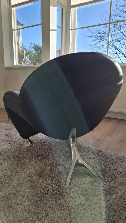 Poltrona Leolux Papageno, Pelle blu, Come nuova.