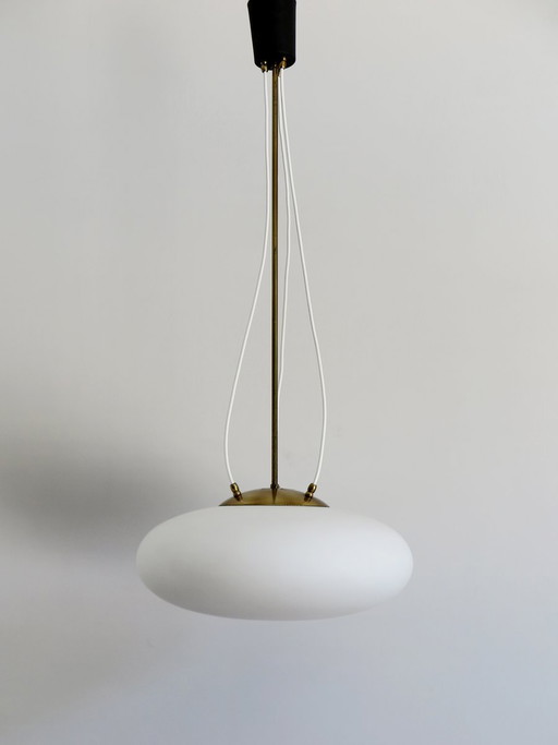 Lustre Stilnovo n° 1104 en laiton, Italie, années 50