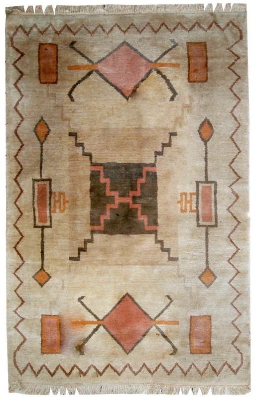 Handgemaakt vintage Tibetaans Khaden-tapijt 159 cm x 237 cm (5,2' x 7,7') jaren 60 - 1C504