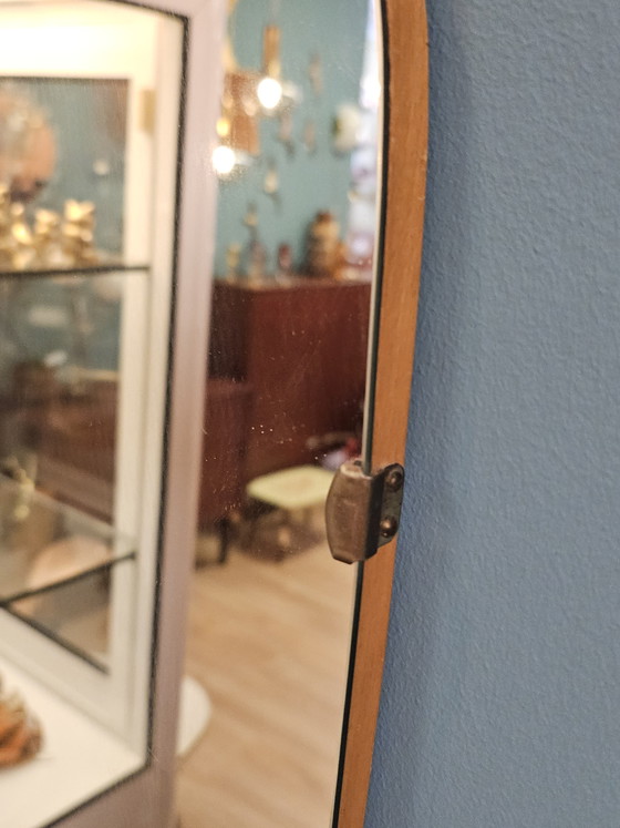 Image 1 of Vintage Lange Organische Spiegel Houten Rand Wandspiegel 