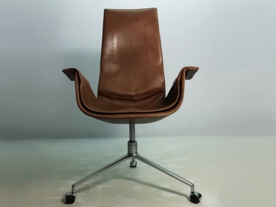 Image 1 of Sedia da ufficio in pelle Kill FK67 Icone 1967 Fabricius Kastholm Tulip a 3 gambe Knoll
