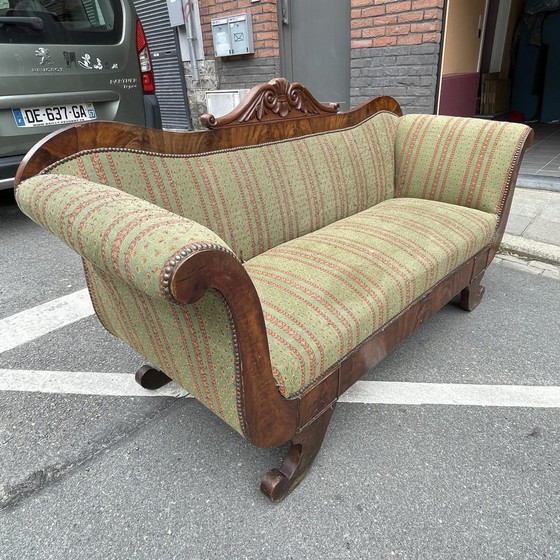 Antieke Charles X Stijl Gondelbank, 19e Eeuw – Bankstel, Wood, Textile (photo 5 of 14)