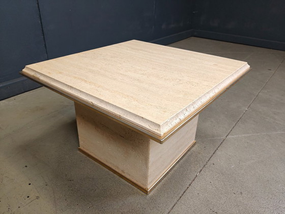 Image 1 of Tavolino vintage in travertino e ottone di Fedam, anni '70