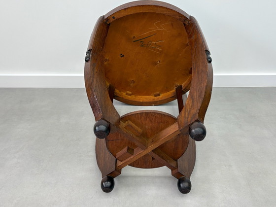 Amsterdam School Art Deco side table from the 1920s/30s, Wood, Brown (photo 10 of 10)