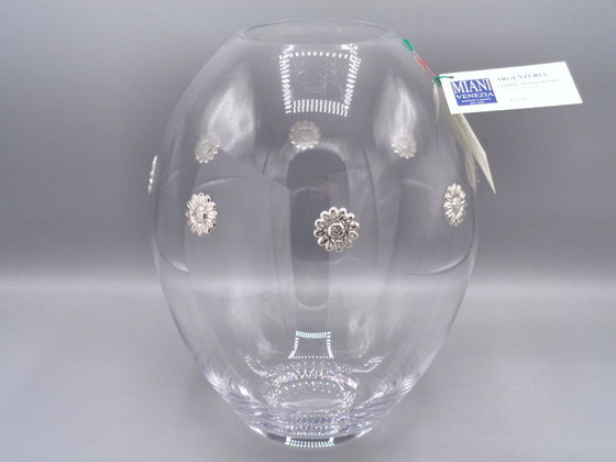 Image 1 of Glass Vase with 925 Silver Flowers