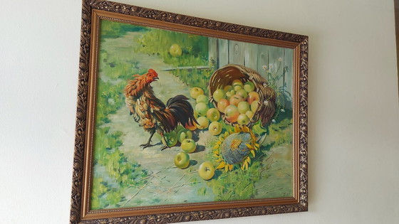 Image 1 of Pintura al óleo original “En el pueblo”, Deltzov, 1999