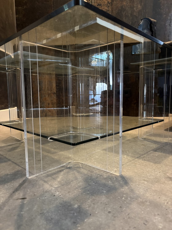 Image 1 of Midcentury salontafel glas/plexiglas