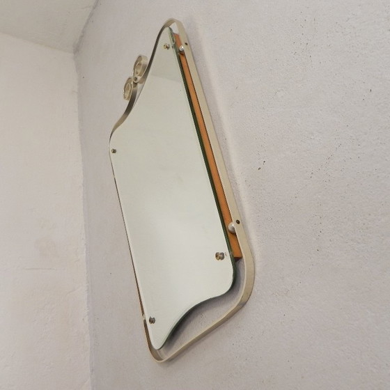 Image 1 of Vintage cut mirror in aluminum frame, 1950s