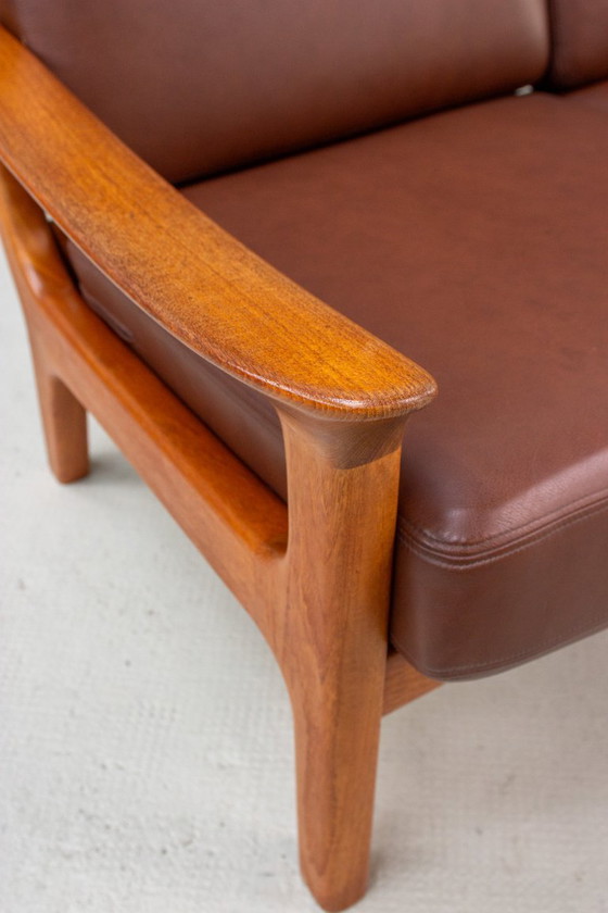 Image 1 of Canapé vintage en teck, style danois, Juul Kristensen, cuir, milieu du siècle