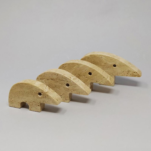 4x  F.lli Mannelli Travertine Anteater Sculptures designed by Enzo Mari, set