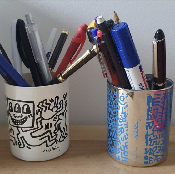 Image 1 of Macetas Paire Keith Haring - Verre opalin 