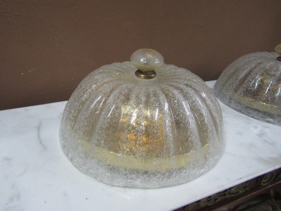 Image 1 of pair of Murano glass ceiling lights