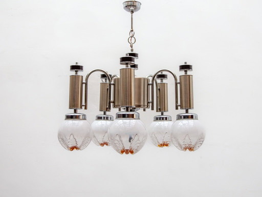 Lustre Mazzega en verre de Murano et chrome, Italie, vers 1970