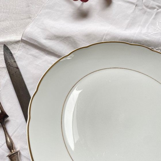 Image 1 of Limoges porcelain serving platter with gilt decoration, Bernardaud Ronsard pattern