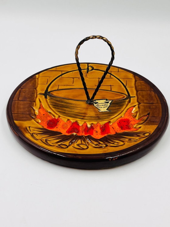 Image 1 of Plateau à fromages décor chaudron Vallauris