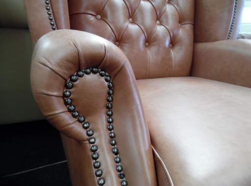 Chesterfield Fauteuil King Bruin Leer