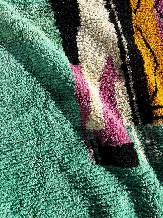 Image 1 of Tapis marocain en laine vert menthe neuf – 210 x 310 cm, style berbère abstrait moderne
